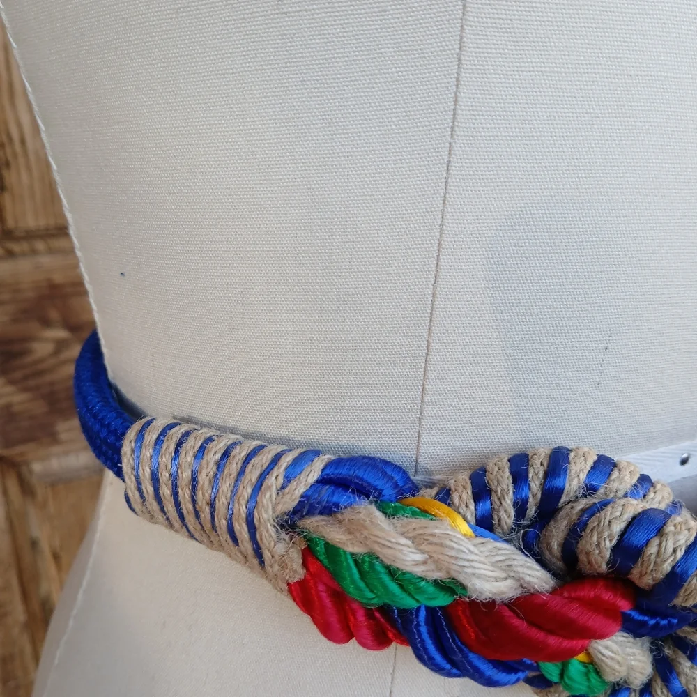 Vintage Braided Multi Color Rope Belt Colorful Twisted Cinch 80s Statement Boho